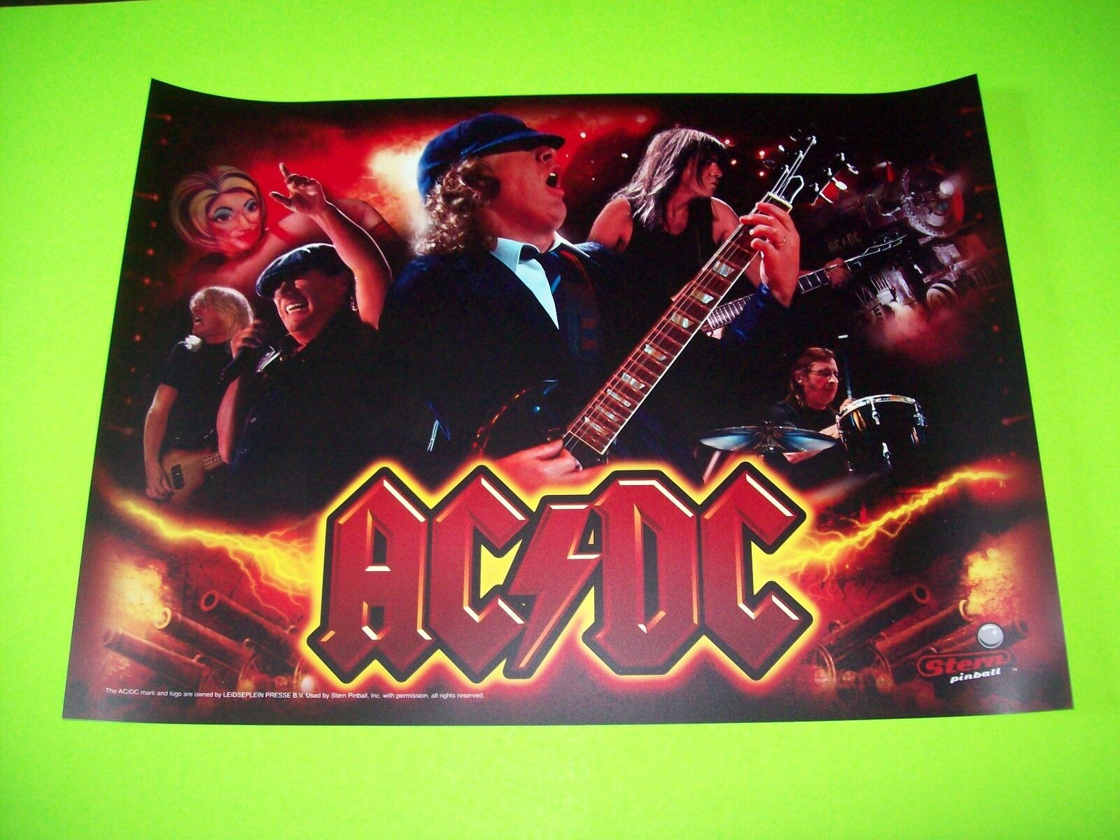 AC/DC Original NOS Pinball Machine Translite Art Sheet Hard Rock Heavy ...