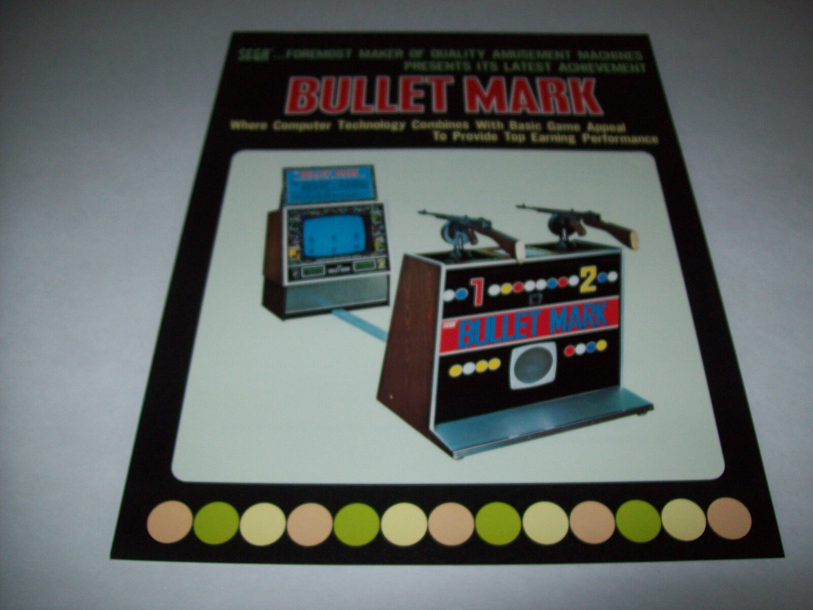 BULLET MARK 1975 ORIGINAL ARCADE RIFLE SHOOTING GALLERY FLYER Retro Art ...