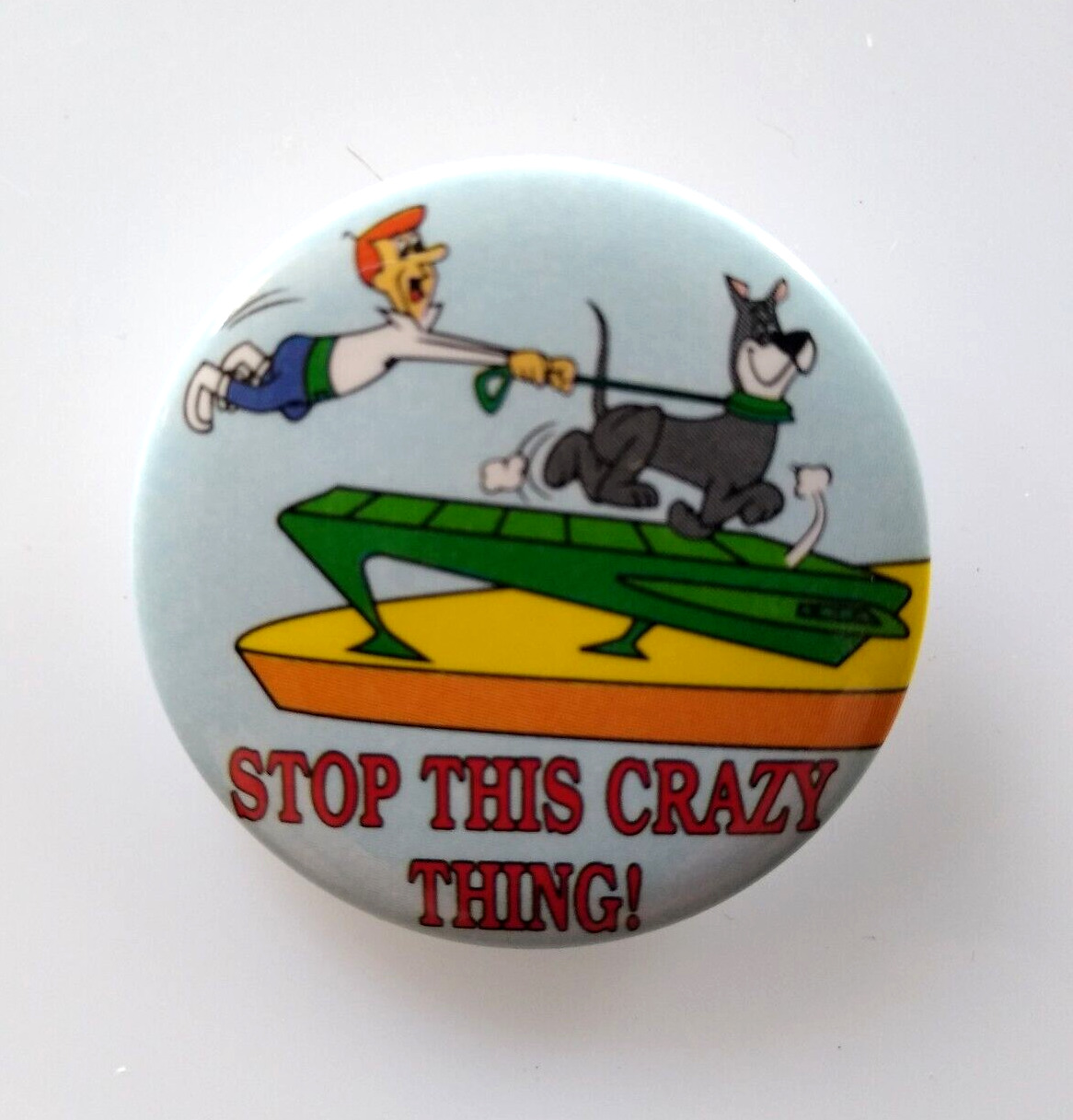 The Jetsons & Astro On Treadmill Pinback Button Badge 1990 Licensed Pin