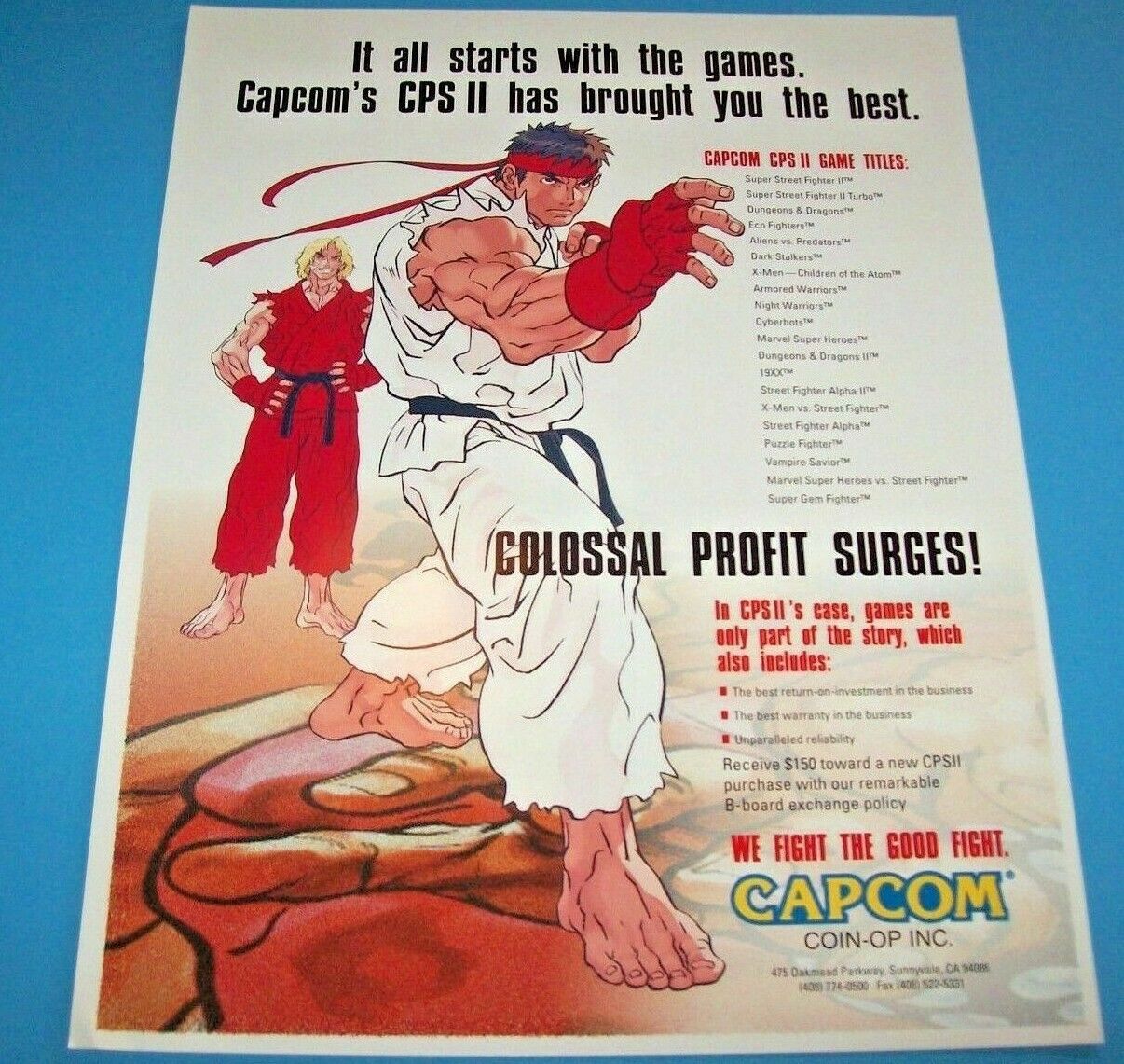 Capcom CPS II Arcade FLYER Street Fighter X-Men Original NOS Video