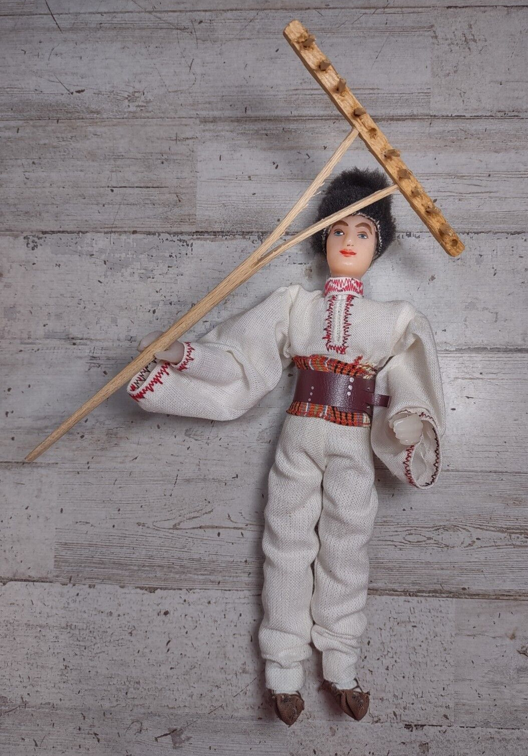 Vintage Folk Russian Peasant Farmer Plastic Doll Figurine w/ Rake ...